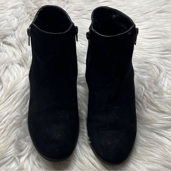 Mia Alex Suede Heeled Zip Up Ankle Booties Black Size 8.5 - Picture 7 of 10